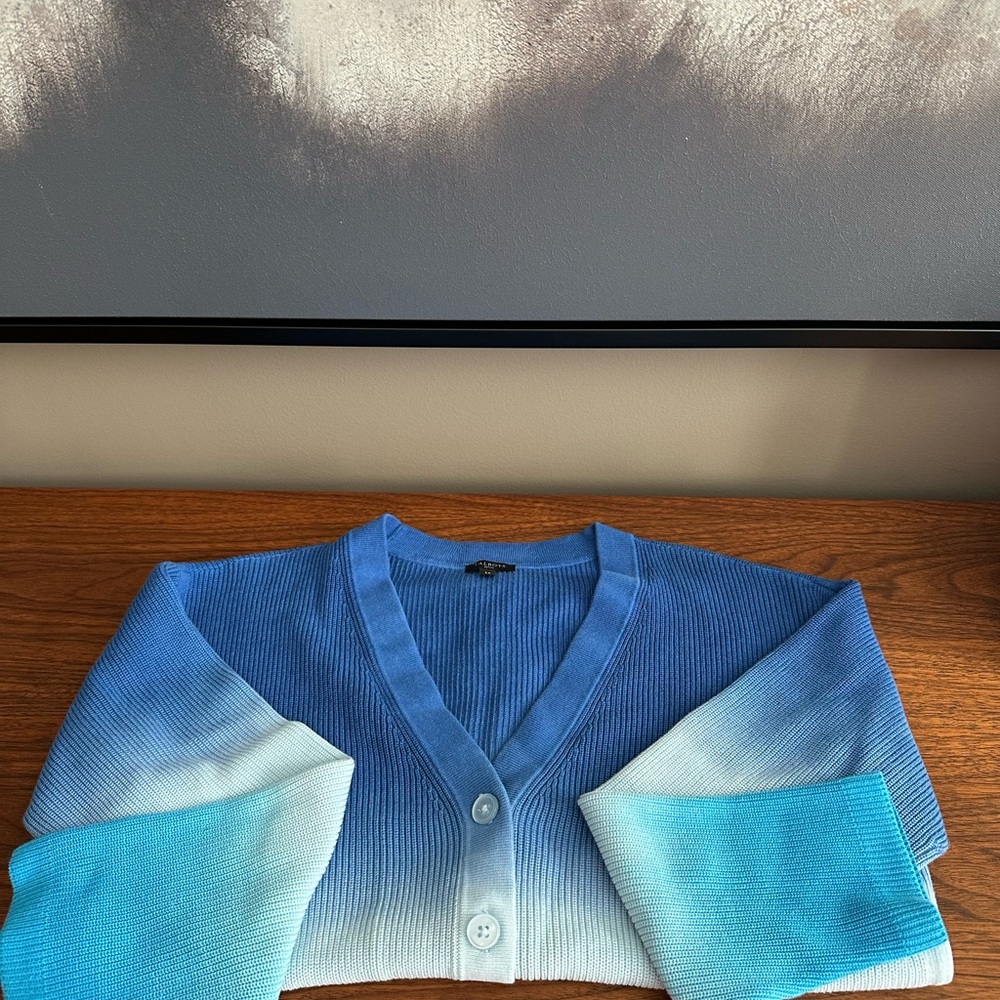 Gradient dip dye blue spring cardigan